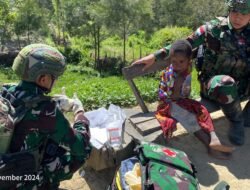 Pererat Silaturahmi, Satgas Yonif 614/RJP Anjangsana dan Pelayanan Kesehatan ke Rumah Kades