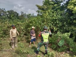 Lewat Kegiatan Patroli, Babinsa Koramil 01/Sungaimas sosialisasi karhutla di Desa binaan nya
