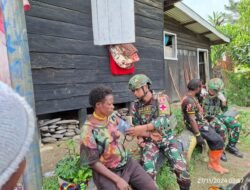 Pelayanan Kesehatan Kembali Digelar Satgas Yonif 614/Raja Pandhita