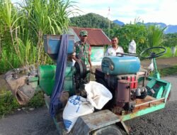 Babinsa 01/Jaya Bantu Proses Penggilingan Padi Untuk Kebutuhan Beras Warga
