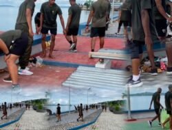 Prajurit Korem 182/Jazira Onim Bersihkan Sampah di Sport Center Nortem Mareh