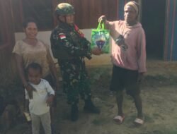 Satgas Yonif 614/Raja Pandhita Jalin Silaturahmi, Anjangsana dan Berbagi Sembako di Kampung Konikme