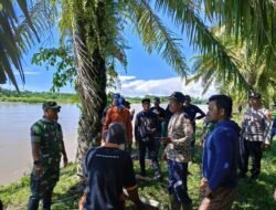 Danposramil Pasie Raya Bersama Muspika Melaksanakan Pengambilan Titik Koordinat Tapal Batas Desa