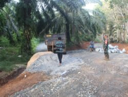 Puluhan Truk Distribusikan Material Pembangunan Jalan