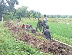 Mendukung Ketahanan Pangan, Babinsa Koramil 1003-01/Telaga Langsat Lakukan Gotong Royong Bersih-Bersih Saluran Irigasi