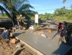 TMMD Nunukan Cor Drainase di Titik Nol Proyek Jalan Mansapa