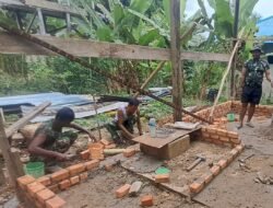 Gotong Royong TMMD Kodim 0911/Nunukan Bangun Dapur Baru Warga