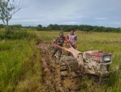 Babinsa Koramil 0105-10/Woyla Barat Bantu Olah Sawah Warga: Dorong Gerakan Cepat Tanam Padi di Monpasong