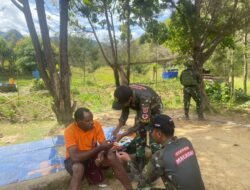 Satgas Yonif 614/RJP Pos Malagai Berikan Pelayanan Kesehatan Gratis kepada Masyarakat Papua