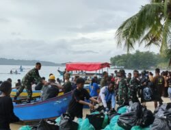 Kodim 1801/Manokwari dan Instansi Lain Bersihkan Pantai Pasir Putih