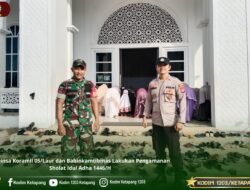 Babinsa Koramil 05/Laur dan Babinkamtibmas Lakukan Pengamanan Sholat Idul Adha 1446/H