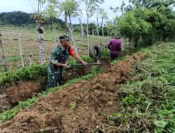 Babinsa Darul Hikmah Turun Tangan: Bersama Petani Membersihkan Saluran Irigasi Menuju Sawah