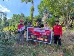 Babinsa Mekar Utama Gelar Sosialisasi Karhutla Bersama Babinkamtibmas dan Manggala Agni