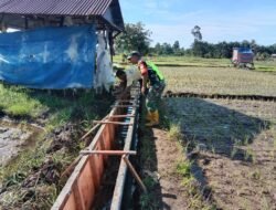 Kepedulian Babinsa Posramil 06/Bubon Membantu Warga Membuat Paret Pengairan Air ke Sawah