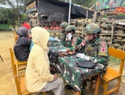 Satgas Yonif 614/RJP Berikan Pelayanan Kesehatan Gratis kepada Masyarakat Kampung Numbokawi