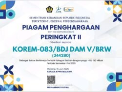 Korem 083/Bdj Ukir Prestasi, Raih Penghargaan Satker Berkinerja Terbaik Kedua