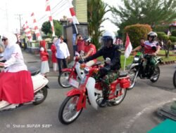 Kodim 0105/Abar Gelar Pawai Bendera Merah Putih dalam Rangka Menyambut HUT ke-80 RI