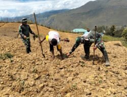 Satgas Yonif 614/RJP Bantu Warga Garap Lahan Kosong untuk Ketahanan Pangan