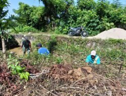 Babinsa Serda Hasan Turun Langsung Bantu Warga Bangun Parit Irigasi Sawah di Darul Hikmah