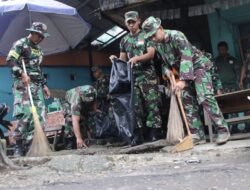 TNI dan Masyarakat Bersinergi: Gotong Royong Pembersihan Pasar Induk Los Batu Dalam Rangka HUT TNI Ke 80