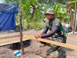 Satgas TMMD Ke-126 Tarik Benang Pancang dengan Ketelitian Tinggi di Desa Tumih