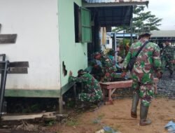 Satgas TMMD Ke-126 Bersihkan Pos Kotis, Dorong Lingkungan Sehat