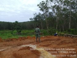 Kodim 1001/HSU-BLG Pantau Pemasangan Batu Pondasi Koperasi Desa Kreatif Mandiri Produktif