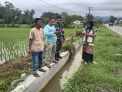 Korem 012/TU : Babinsa Koramil 03/Senagan Timur dan Anggota PPL Mengecek Saluran Irigasi Persawahan di Desa Binaan