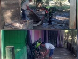 Babinsa Koramil 11 Bantu Warga Laksanakan Pembersihan Pasca Banjir