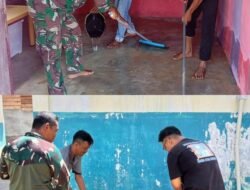 Kobarkan Semangat Gotong Royong, Babinsa Koramil 04/Meureubo Ajak Warga Bersihkan Sekolah untuk Persiapan Ujian