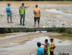 Pasca Banjir Sudah Surut Babinsa Koramil 01/Sungaimas Tetap Laksanakan Giat Pengecekan dan Pemantauan Air Sungai