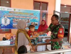 Jajaran Korem 012/TU Dampingi Posyandu Ibu Hamil dan Balita di Simpang Kiri