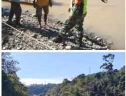 Curah Hujan Tinggi Babinsa Koramil 01/Sungaimas Tetap Laksanakan Giat Pengecekan Dan Pemantauan Air Sungai