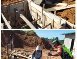 Babinsa Koramil 01/Sungaimas Membantu Warganya dalam Pembuatan Rumah