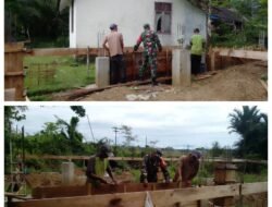 Demi Mensukseskan Pembangunan di Desa Babinsa Membantu Membuat Pondasi Rumah