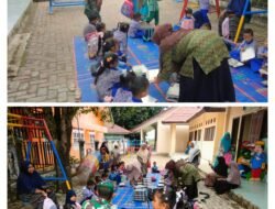 Babinsa Koramil 08/Arongan Lambalek Kodim 0105/Aceh Barat Dampingi Pembagian Nasi BMG di TK Arongan Lambalek