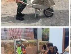 Babinsa Koramil 01/Sungaimas Membantu Warganya dalam Pembuatan Rumah