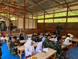 Jajaran Korem 012/TU Dampingi Kegiatan Belajar di Sekolah Darurat Pascabanjir
