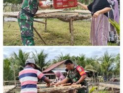 Babinsa Koramil 07/Johan Pahlawan Bantu Warga Jemur Ikan di Pesisir Pantai Desa Padang Seurahit
