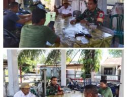 Babinsa Koramil 07/Johan Pahlawan Lakukan Giat Komsos Bersama Aparatur Desa Binaan