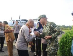 Dandim 0909/Kutai Timur Sambut Kedatangan Wakapolda Kaltim di Bandara Tanjung Bara