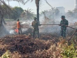 Jajaran Korem 012/TU Bersama Aparat Gabungan Padamkan Karhutla di Lahan Gambut