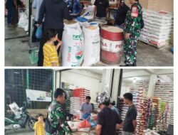 Babinsa Koramil 07/Johan Pahlawan Pantau Stok Beras di Pasar Bina Usaha Meulaboh