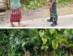 Patroli Babinsa Koramil 01/Sungaimas Sosialisasi Karhutla di Desa Binaannya