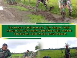 Terik Mentari Tak Surutkan Semangat Satgas TMMD Bangun TPT