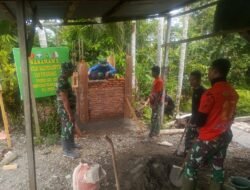 Gotong Royong Satgas TMMD Bangun Penampungan Air Bersih