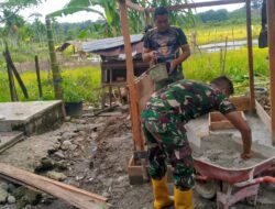 Satgas TMMD Genjot Pengecoran Dinding MCK di Desa Ujong Blang