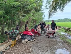 Jajaran Korem 012/TU Satgas TMMD Kodim 0105/Abar Kebut Pondasi TPT di Pasi Aceh