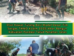 Semangat Prajurit dan Warga Woyla Bangun Talud Penahan Jalan