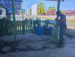 Manfaatkan Hari Libur, Jajaran Korem 012/TU Koramil Kluet Utara Bersihkan Pangkalan
